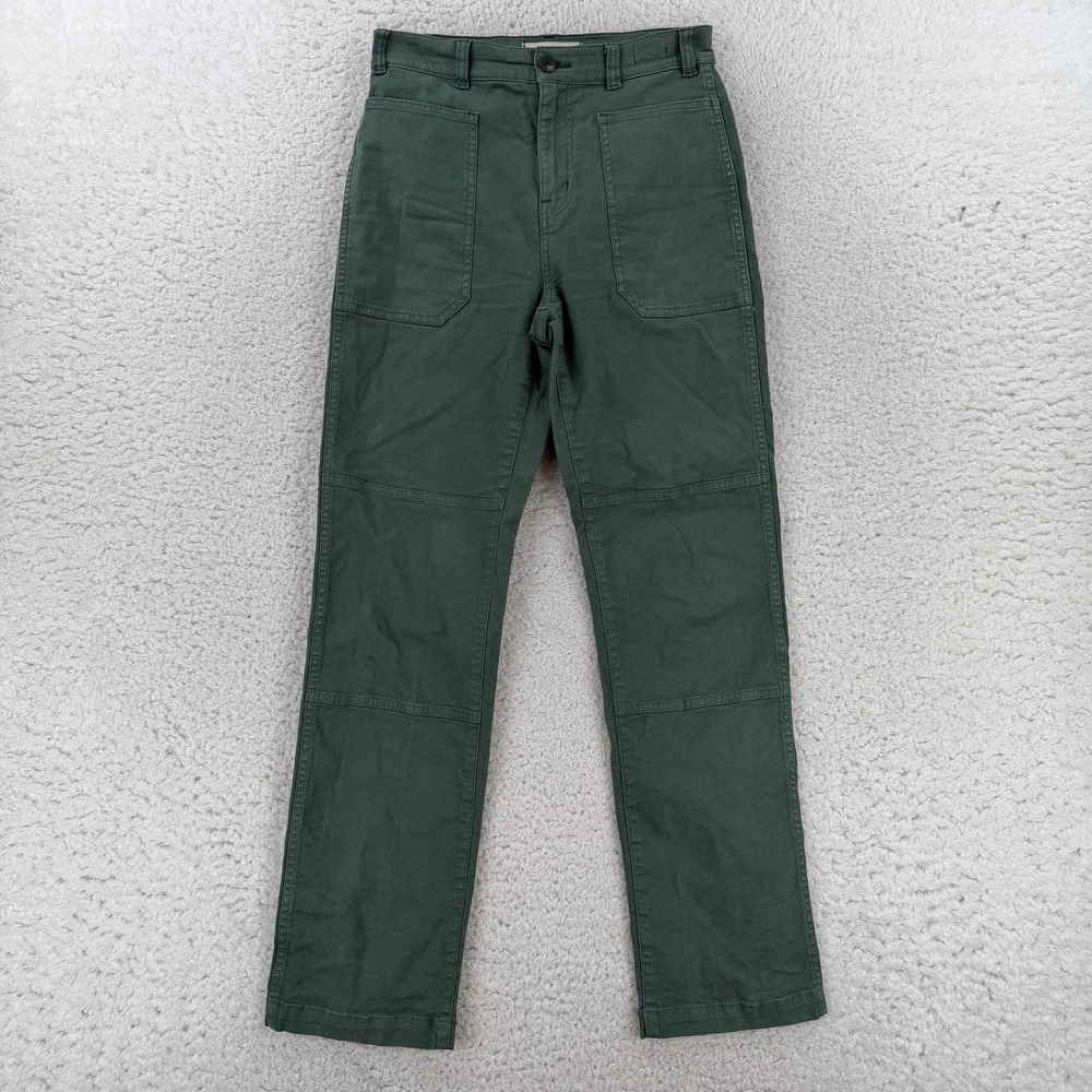 Madewell 90s Straight Pants Womens 25 Green Chino Twill High Rise Utility Pocket